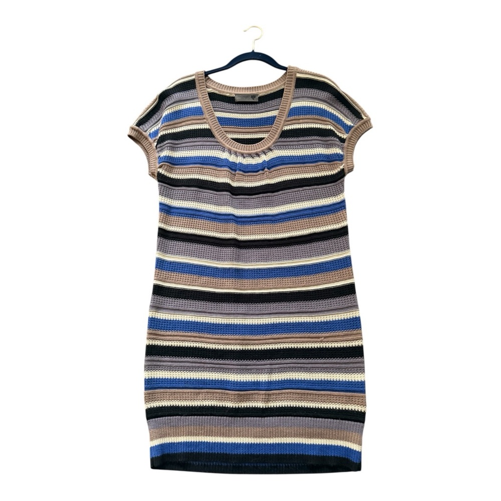 Anthropologie Numph Striped Short Sleeve Knit Dress Size Large Retro Sweater